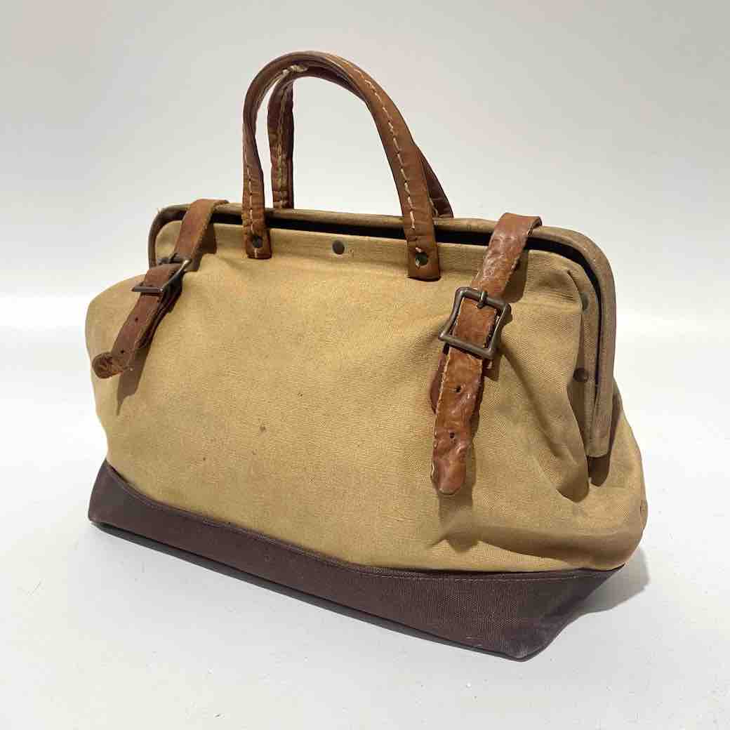 BAG, Gladstone Style Small - Canvas w Tan Leather Detail 